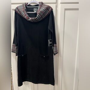 JH Collectibles Black Dress with Red and White Houndstooth Details